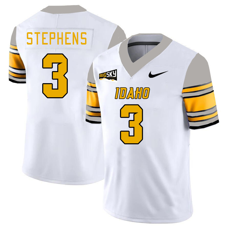 Men-Youth #3 Cam Stephens Idaho Vandals 2023 College Football Jerseys Stitched-White